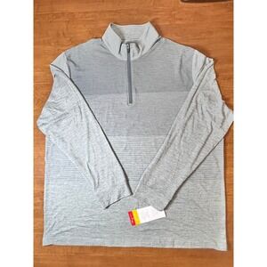 Pro Tour Mens XXL Gray Stripe Quarter Zip Pullover Golf Shirt Sunplay Motion NWT